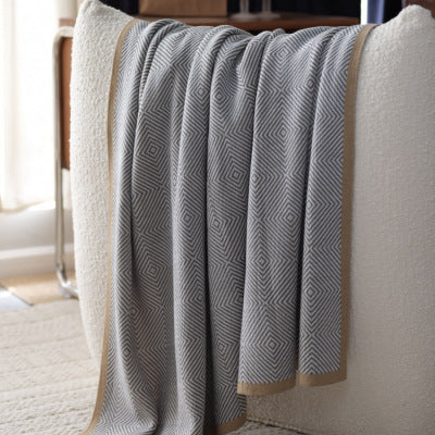 Gray Knitted Chenille Wool Throw