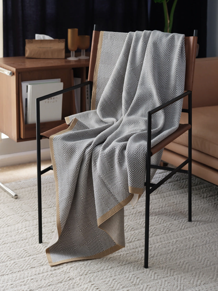 Gray Knitted Chenille Wool Throw