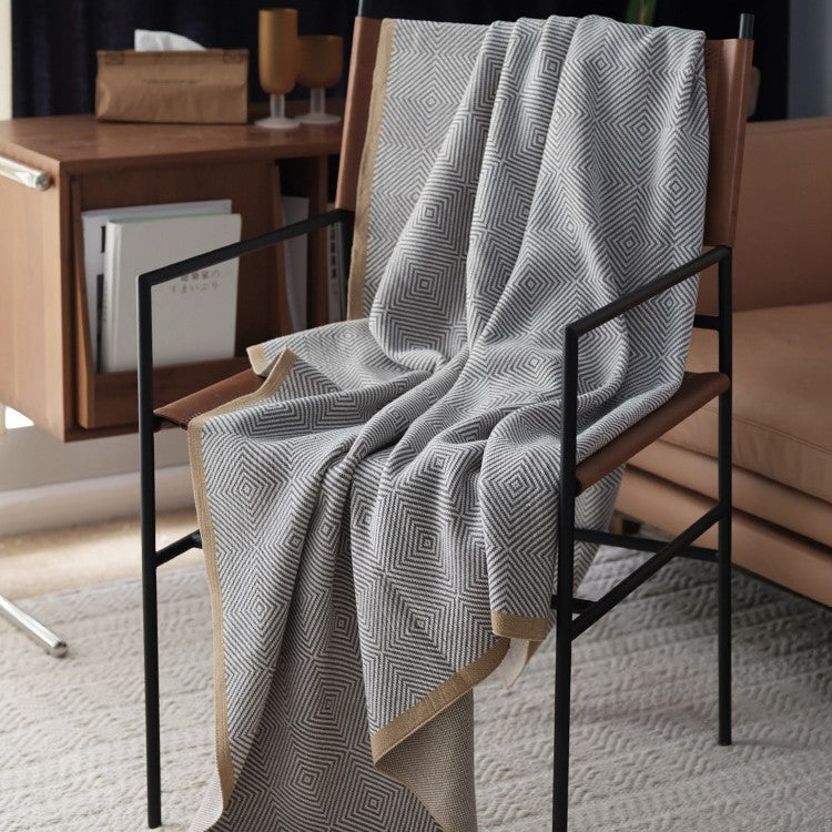 Gray Knitted Chenille Wool Throw