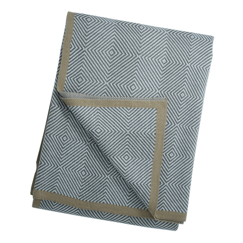 Gray Knitted Chenille Wool Throw