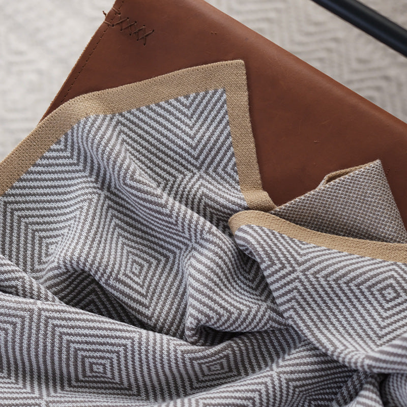 Gray Knitted Chenille Wool Throw
