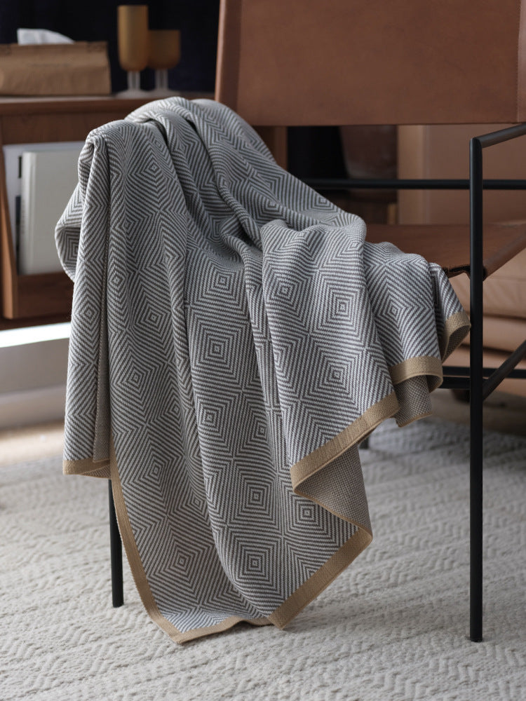 Gray Knitted Chenille Wool Throw