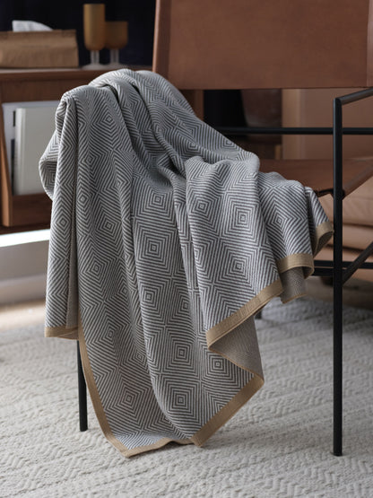 Gray Knitted Chenille Wool Throw